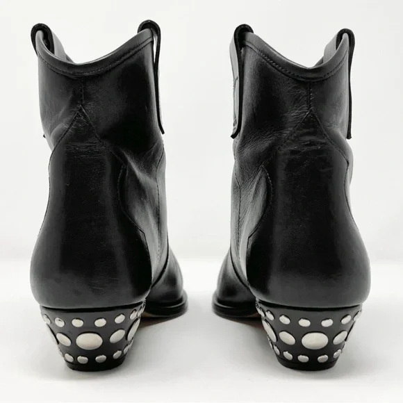 Isabel Marant Dawyna Black Leather Silver Studded Western Pointed Ankle Boots. - Picture 2 of 8